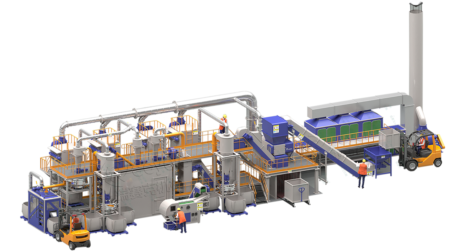 廢舊鋰電池正負極片回收處理設備工藝圖